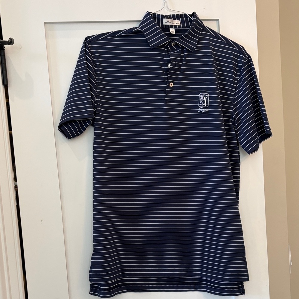 Peter Millar Navy and White Striped Polo Shirt